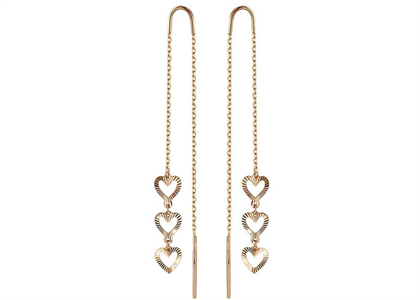 Triple Dangling Fashion Heart Threader Earrings